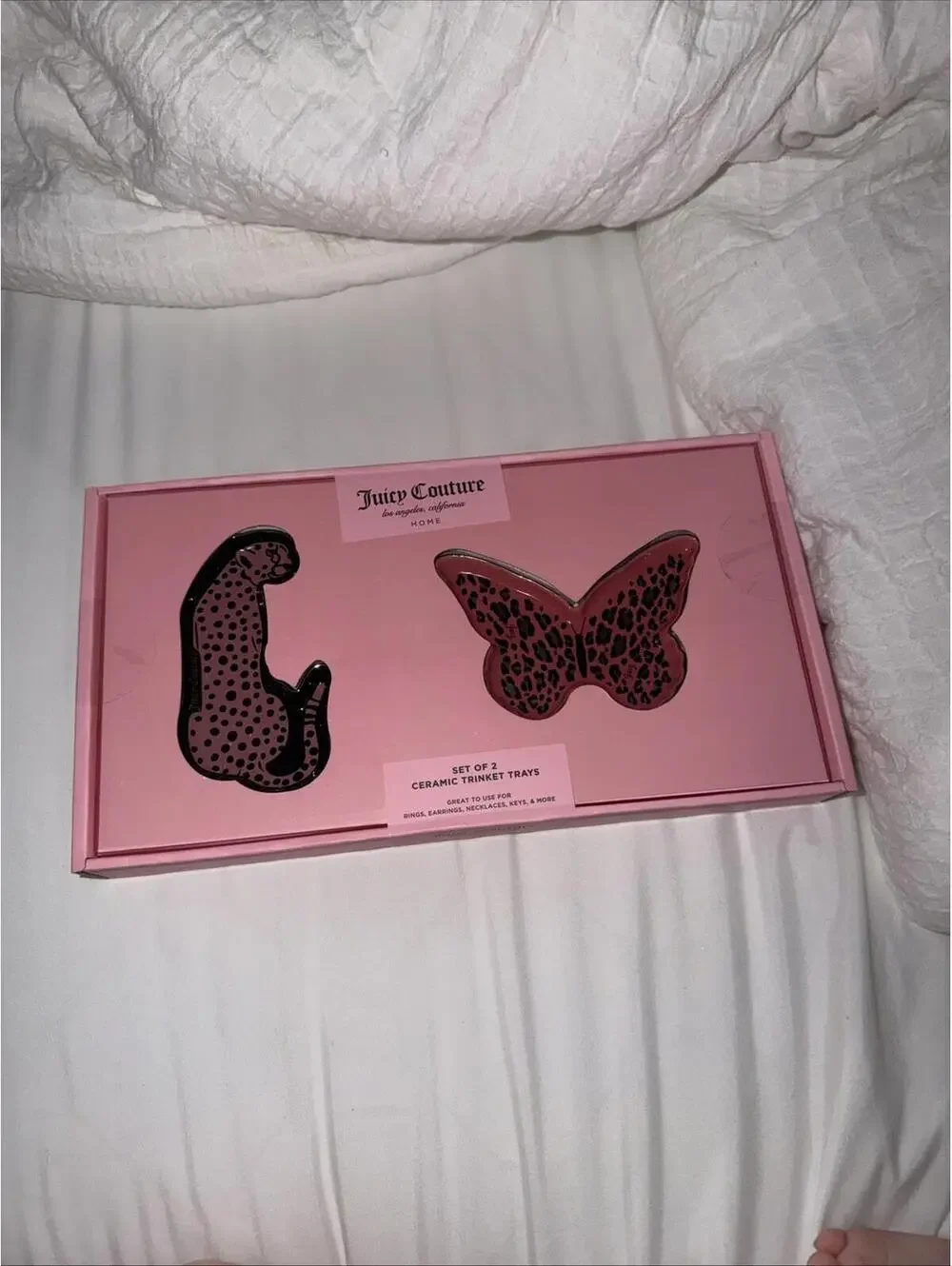 JUICY COUTURE SET OF 2 CERAMIC TRINKET TRAY Leopard butterfly/ tiger
